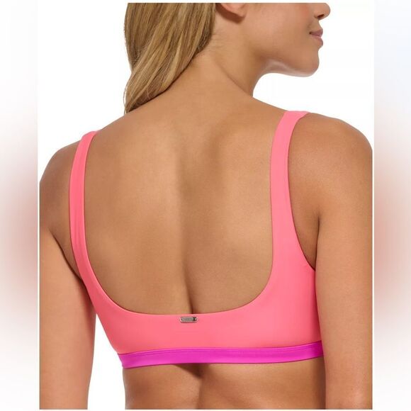 NWT DKNY Women's Square-Neckline Colorblocked Bikini Top - Picture 2 of 4
